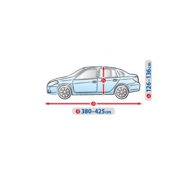  Prelata auto, husa exterioara Dacia Logan 1 Sedan, impermeabila in exterior anti-zgariere in interior lungime 380-425cm, M Sedan, model Basic Garage 